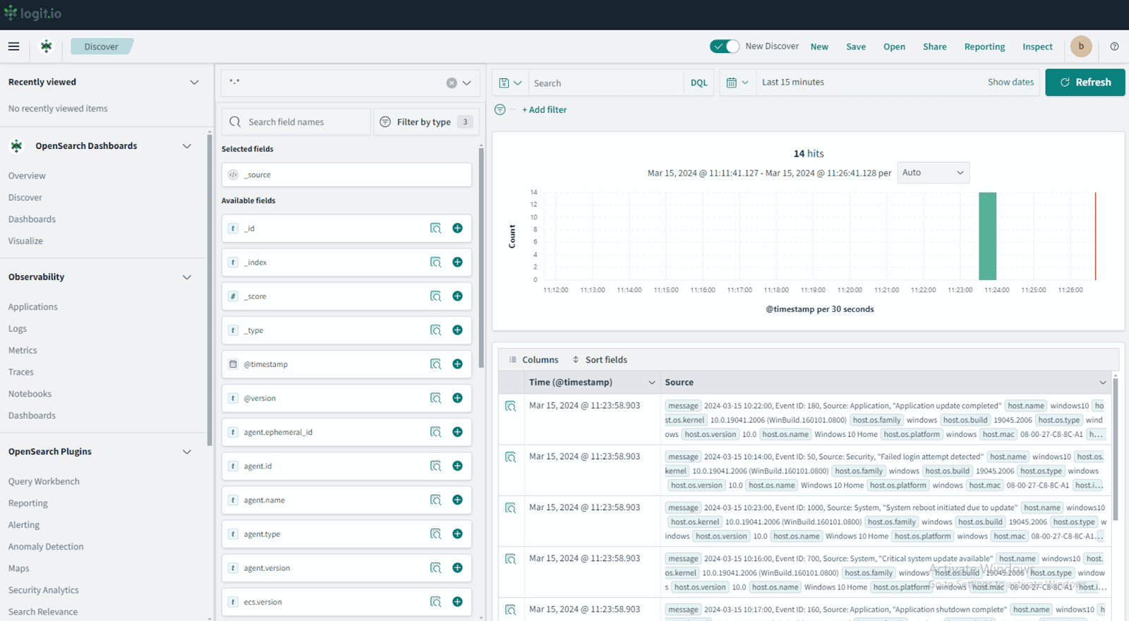 OpenTelemetry Discover View