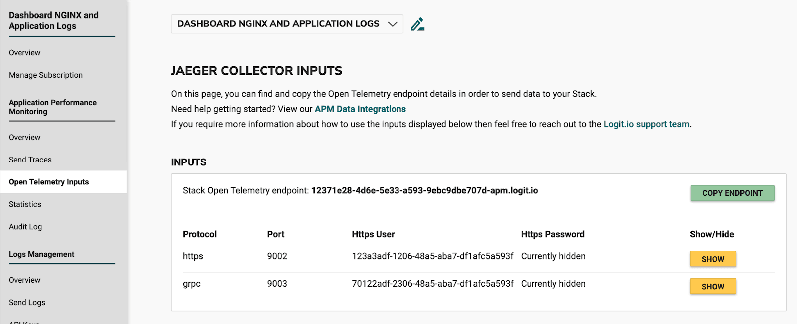 Jaeger Collector Inputs