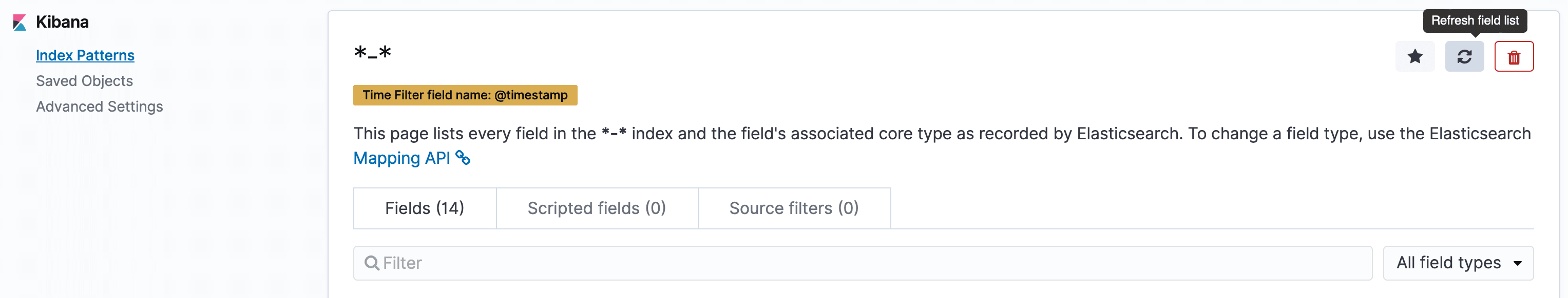 Kibana Refresh Index Patterns