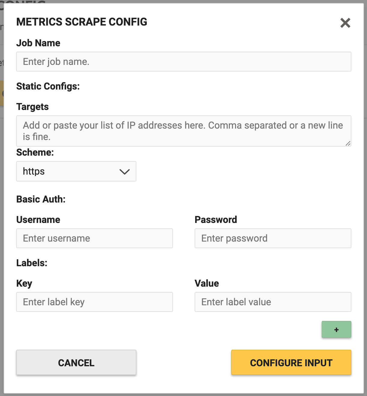 Metrics Scrape Config