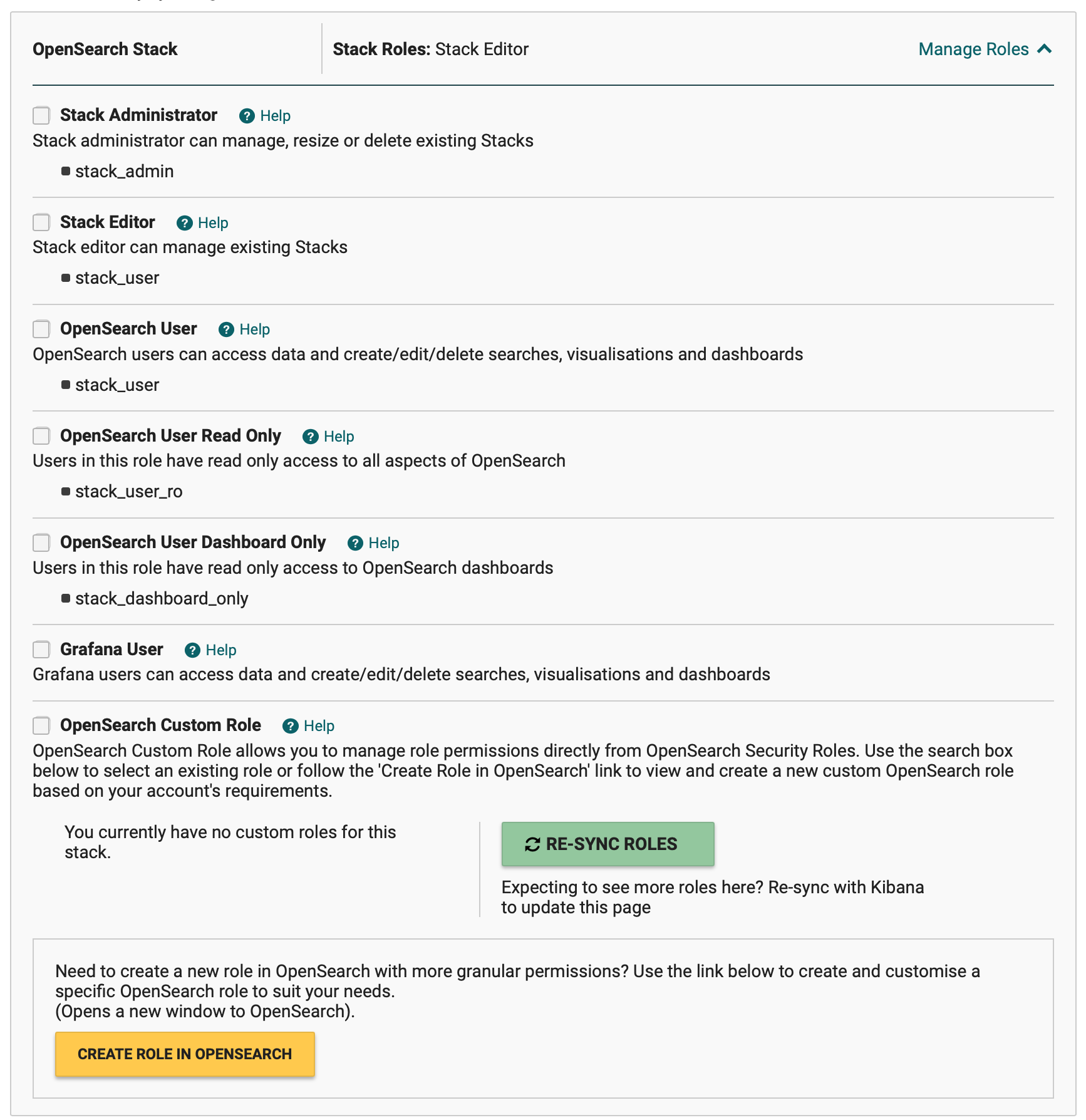 OpenSearch Stack Roles