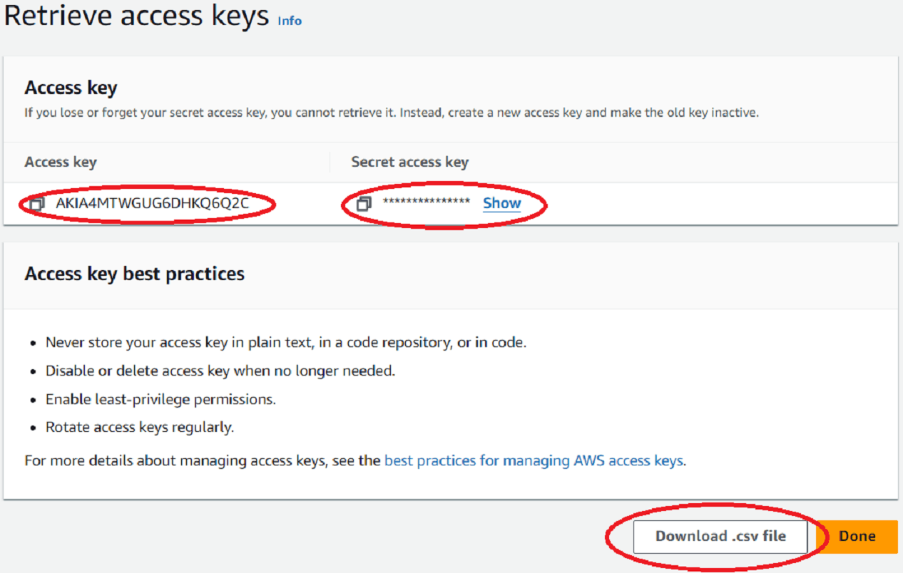 Retrieve Access Keys