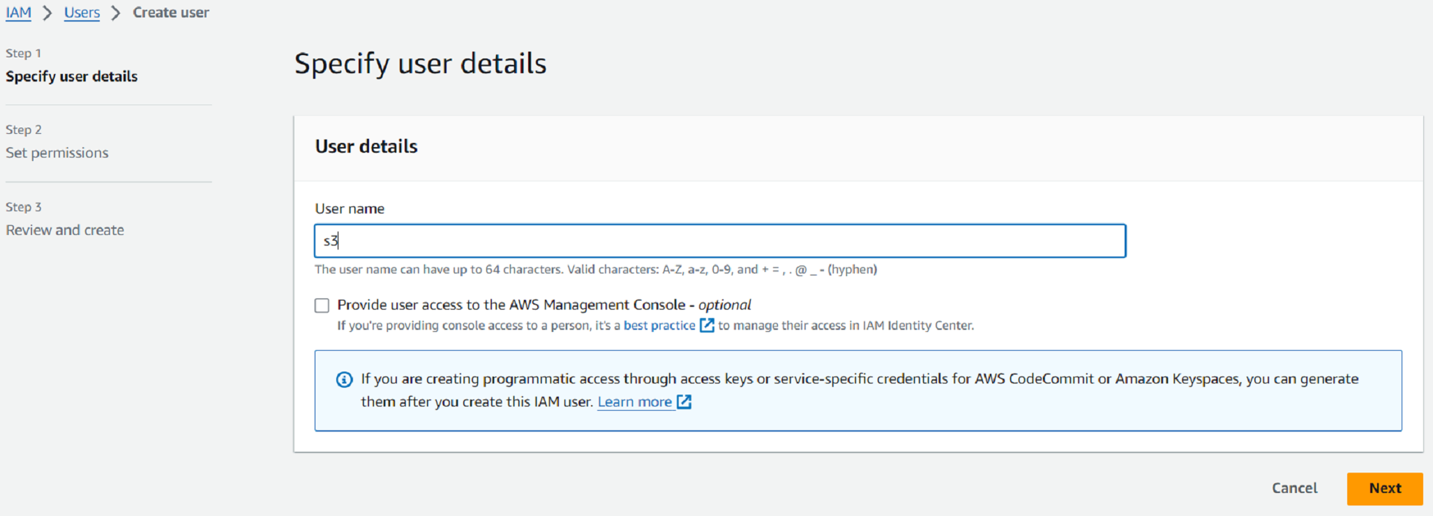 Fill in set user details form