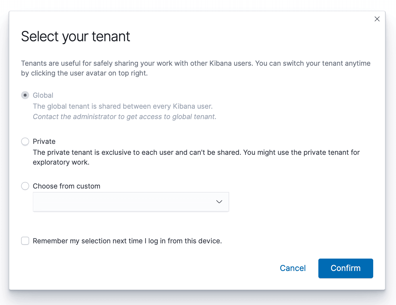 Select Tenant