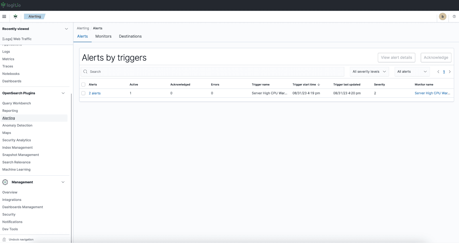 Creating a Server High CPU Alert