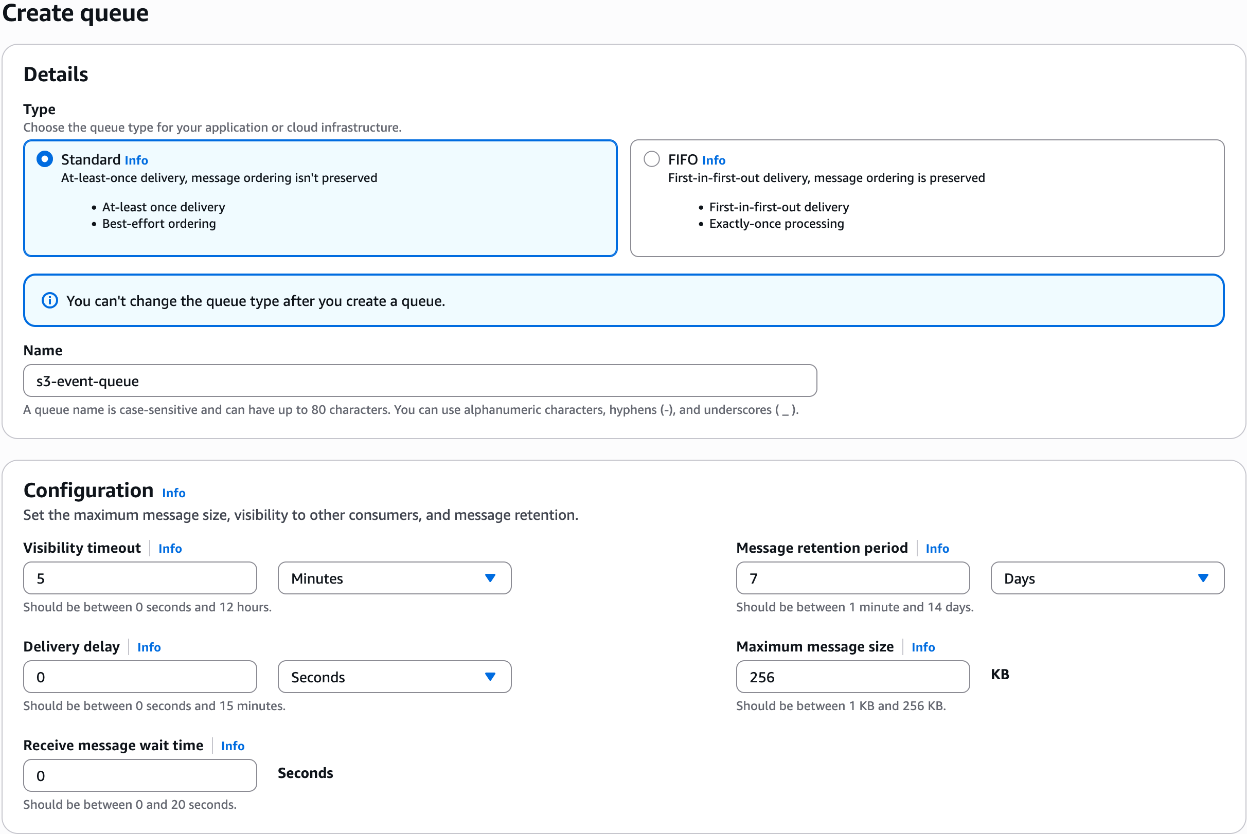 SQS queue creation